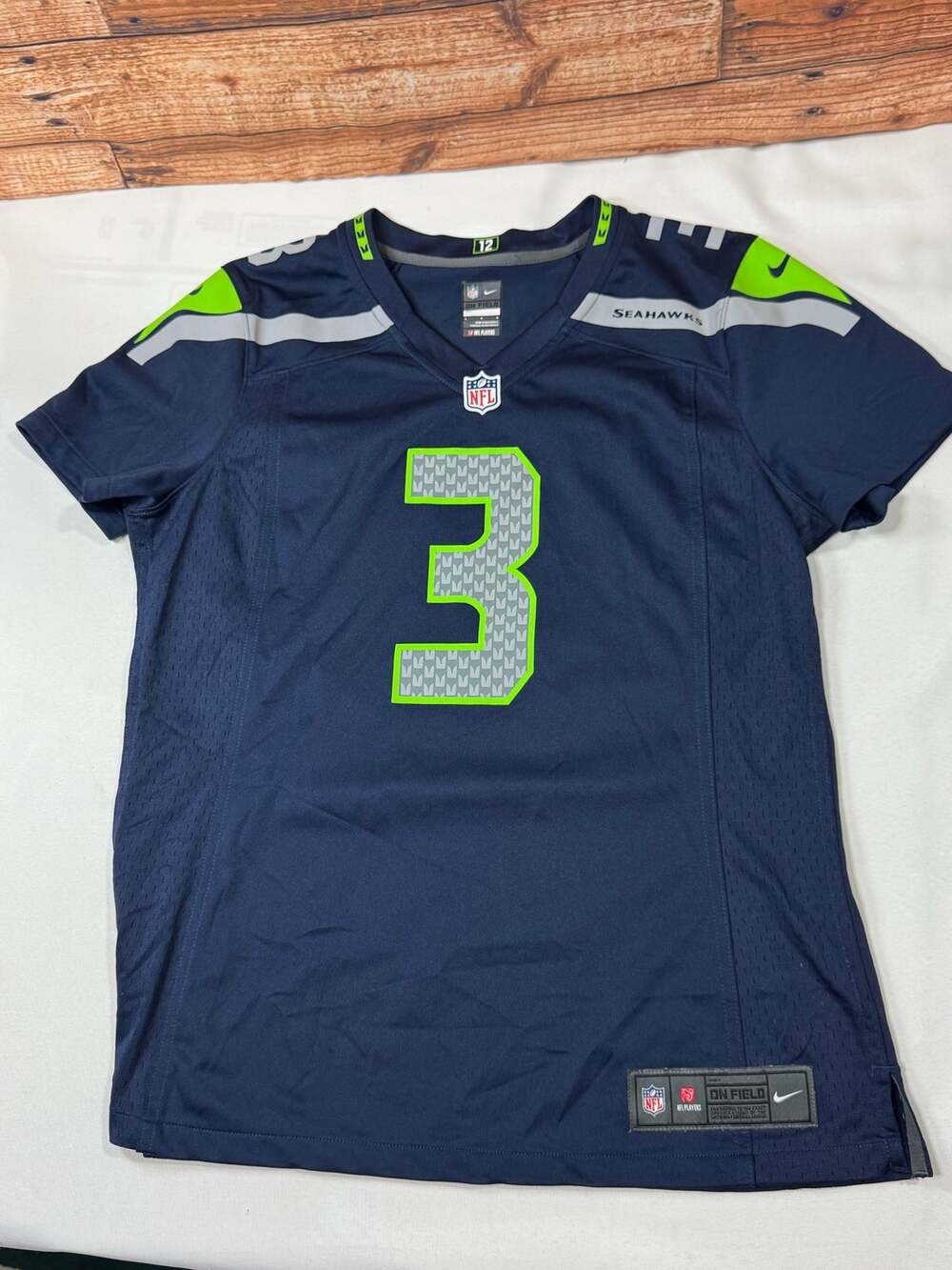Nike NFL Russell Wilson #3 Seattle Seahawks Home Jersey Blue womens Size large
